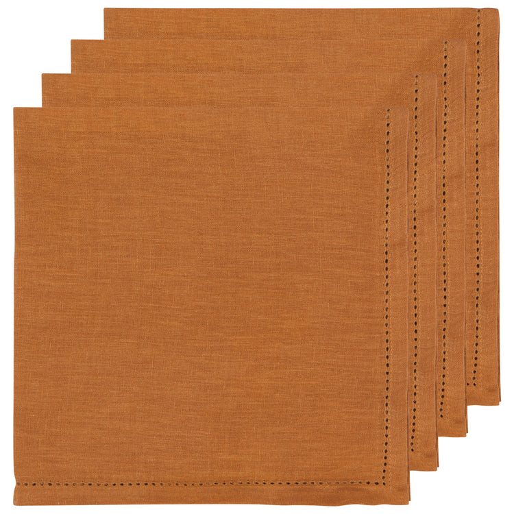 Amber Hemstitch Linen Napkins Set of 4