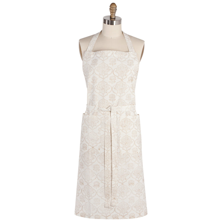 Lotus Block Print Apron