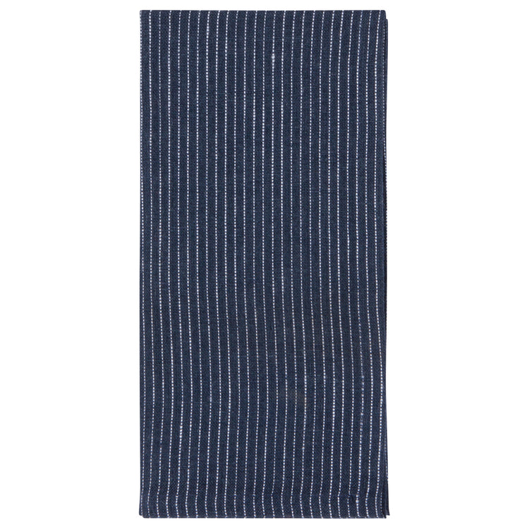 Midnight Pinstripe Linen Napkins Set of 4
