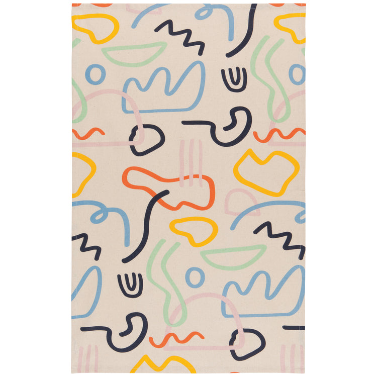 Doodle Printed Cotton Dishtowel