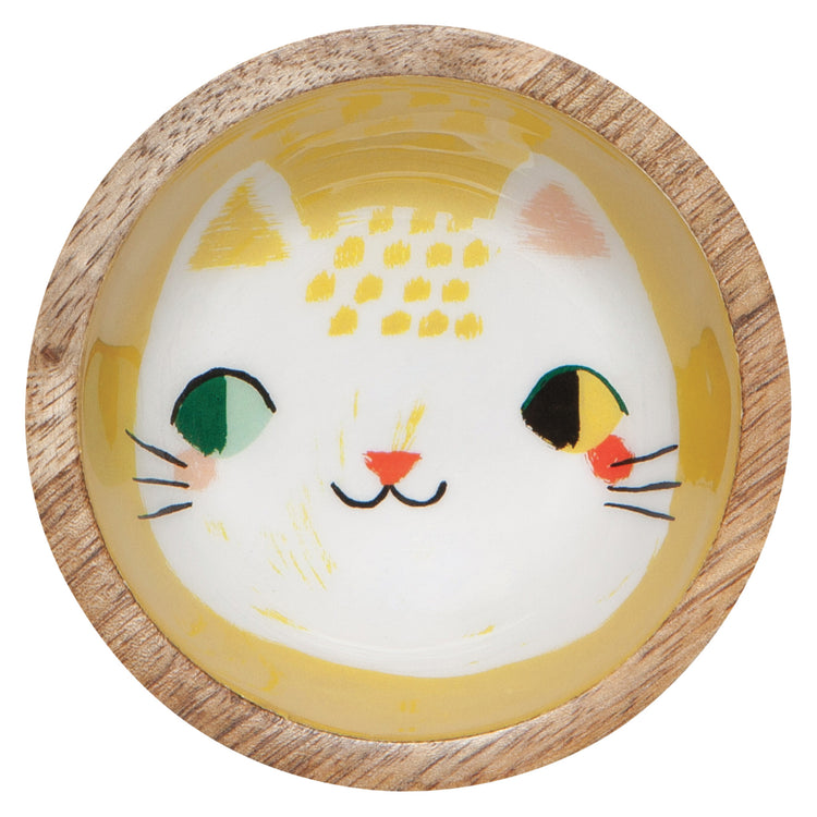 Meow Meow Mango Wood Mini Bowl