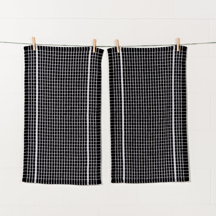 Terry Dishtowels Black Set of 2
