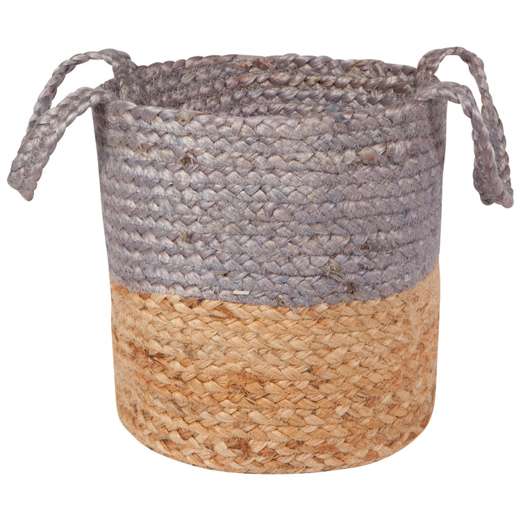 Dove Gray Block Small Jute Basket
