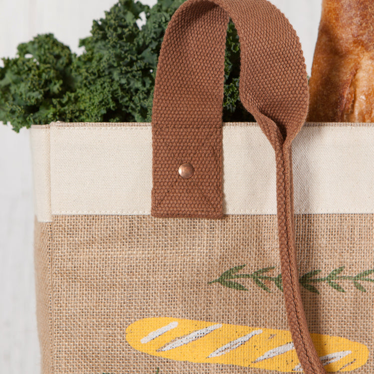 Farmers Market Large Burlap Shopping Bag