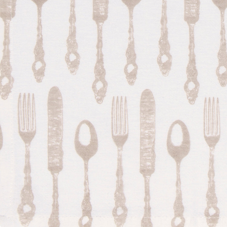 Cutlery Print Sandstone Floursack Dishtowels Set of 2