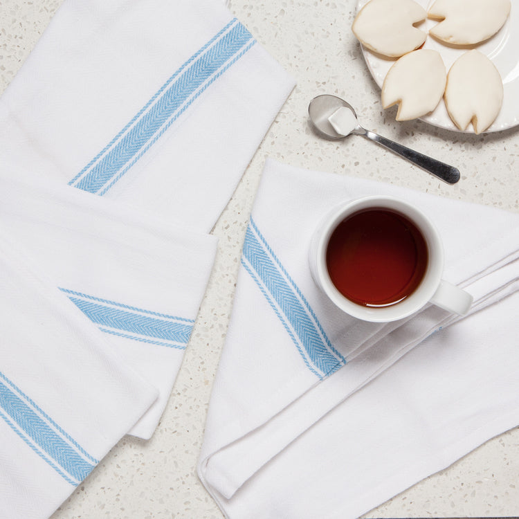 Brooklyn Stripe Turquoise Dishtowels Set of 4