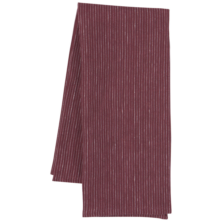 Wine Pinstripe Linen Dishtowel