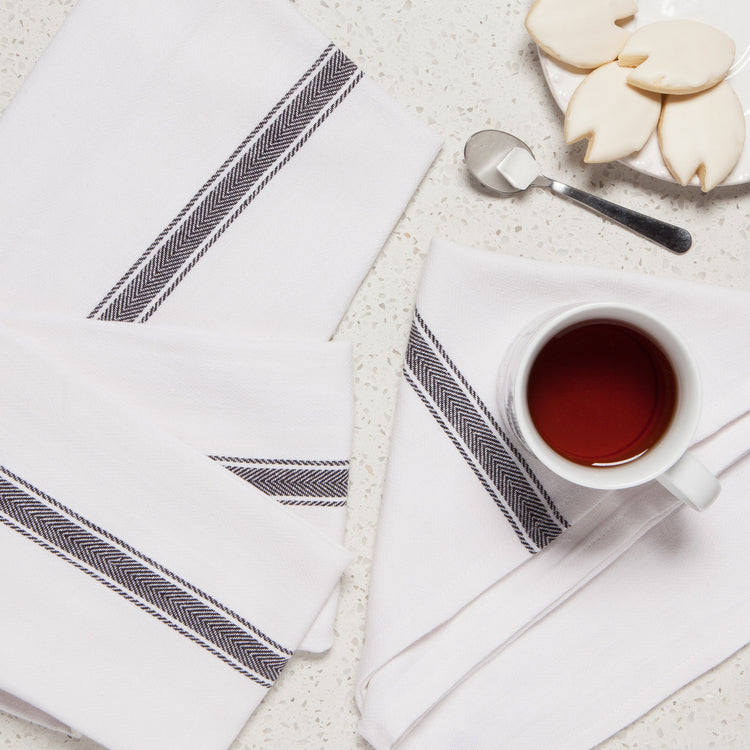 Brooklyn Stripe Black Dishtowels Set of 4