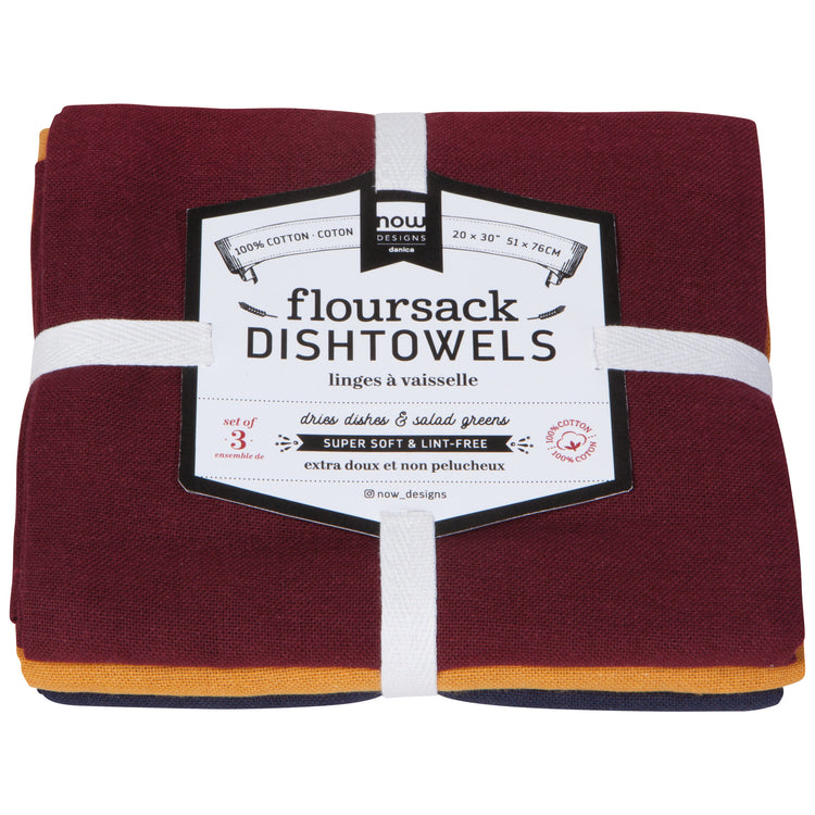 Wine Maize Midnight Floursack Dishtowels Set of 3