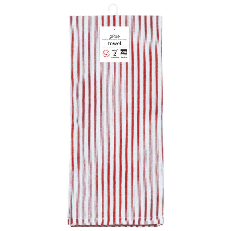 Glass Carmine Red Dishtowels Set of 2