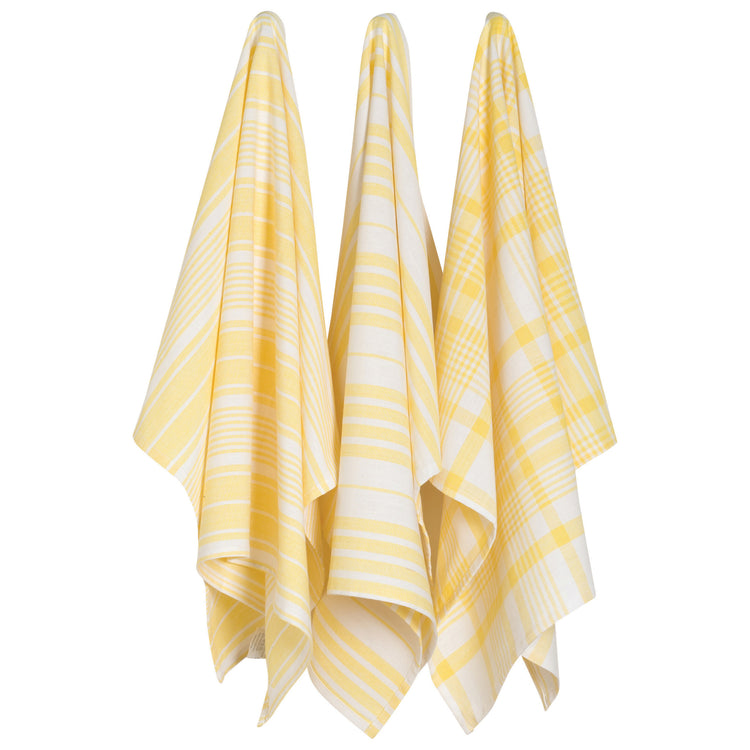 Lemon Yellow Jumbo Dishtowels Set of 3