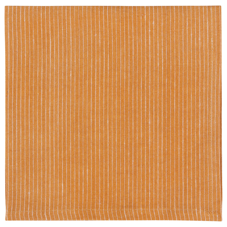 Ochre Pinstripe Linen Napkins Set of 4