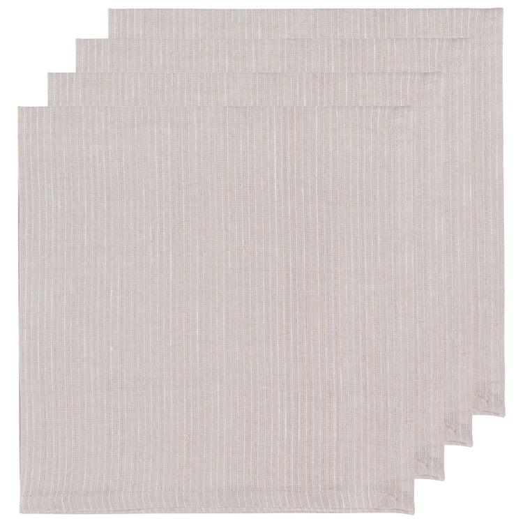 Dove Gray Pinstripe Linen Napkins Set of 4