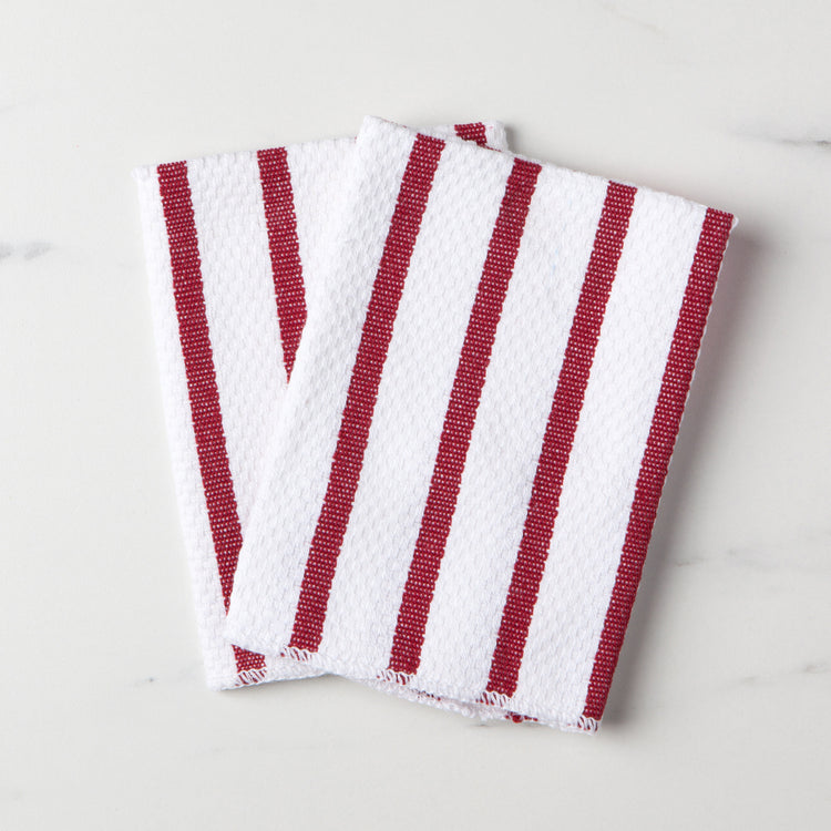 Basketweave Carmine Red Dishcloths Set of 2