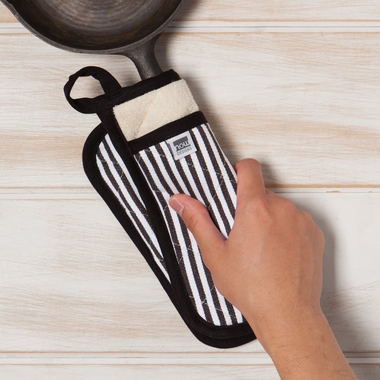 Superior Black Narrow Stripe Pocket Potholder