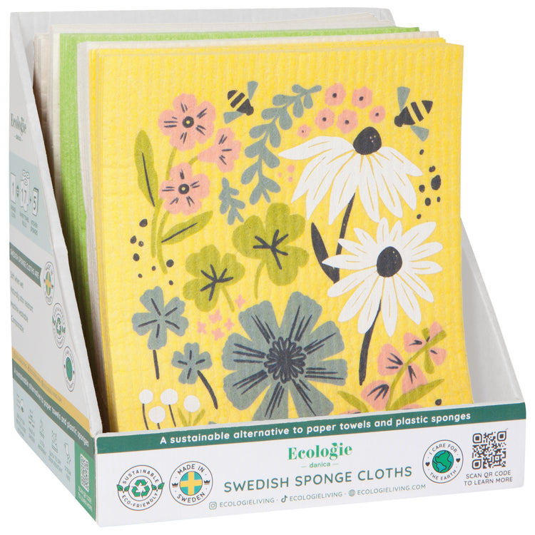 Flowers Swedish Sponge Cloth Counter Display Unit
