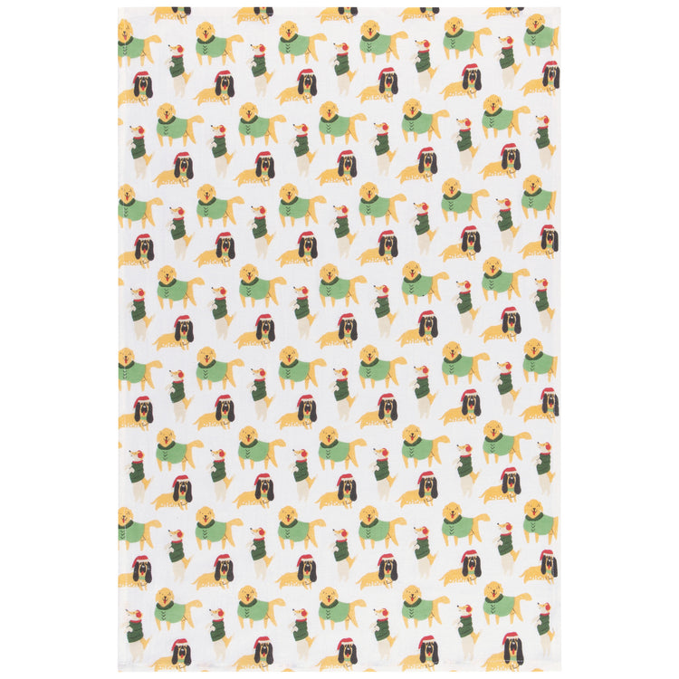 Yule Dogs Bakers Floursack Dishtowels Set of 3
