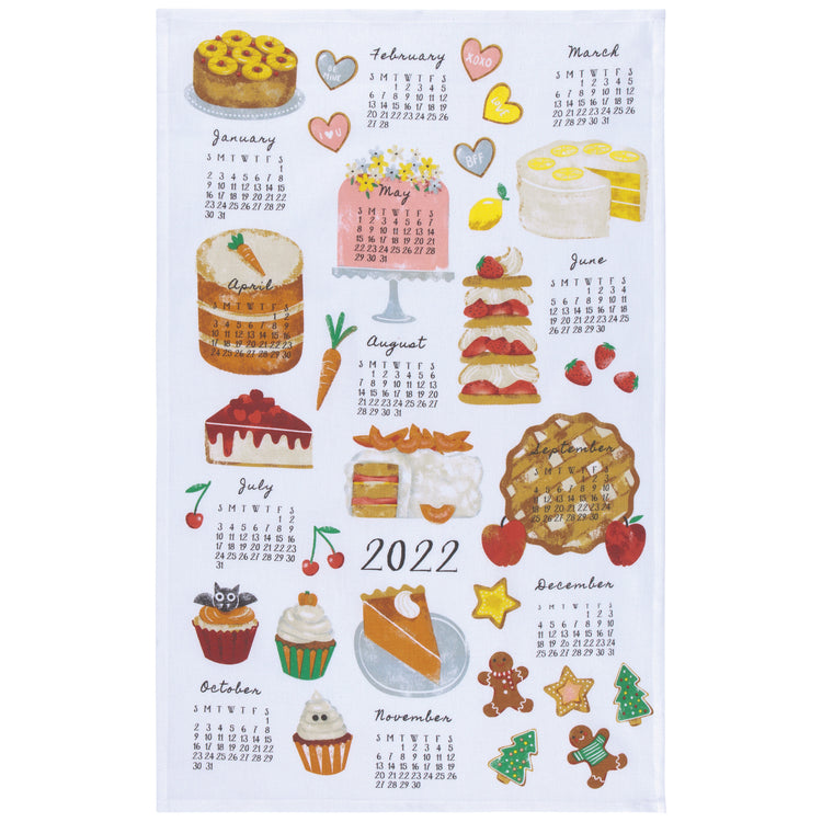Sweeter Times Calendar Printed Cotton Dishtowel