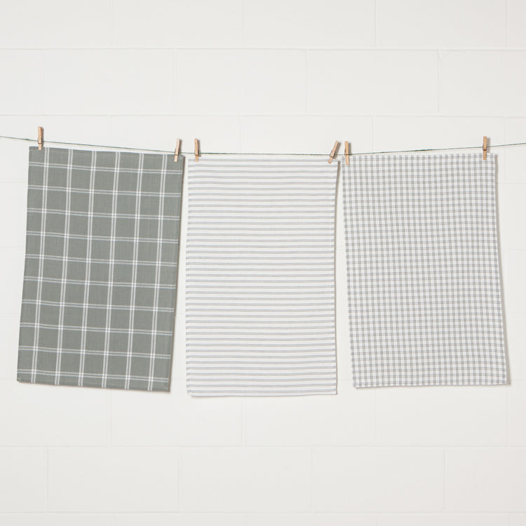 Tic Tac Toe London Gray Dishtowels Set of 3