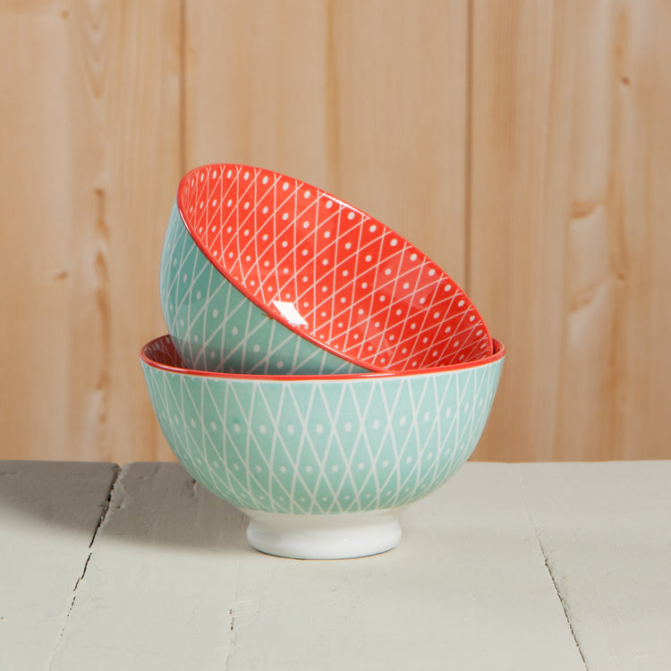 Geo Pink Stamped Bowl 4 inch