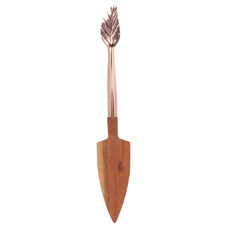 Rose Gold Etch Leaf Acacia Wood Cheese Knives Set of 4