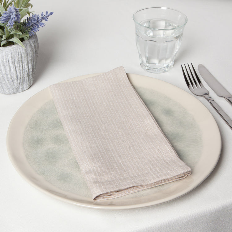 Dove Gray Pinstripe Linen Napkins Set of 4