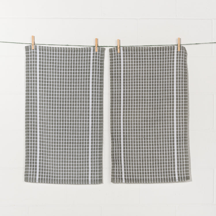 Terry Dishtowels London Gray Set of 2