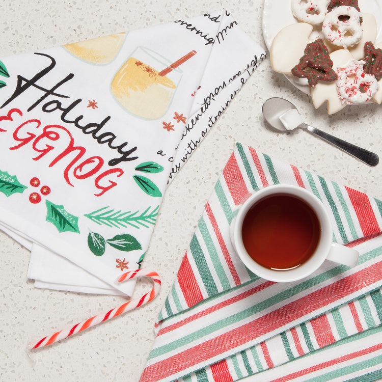 Holiday Eggnog Recipe Dishtowel Set of 2
