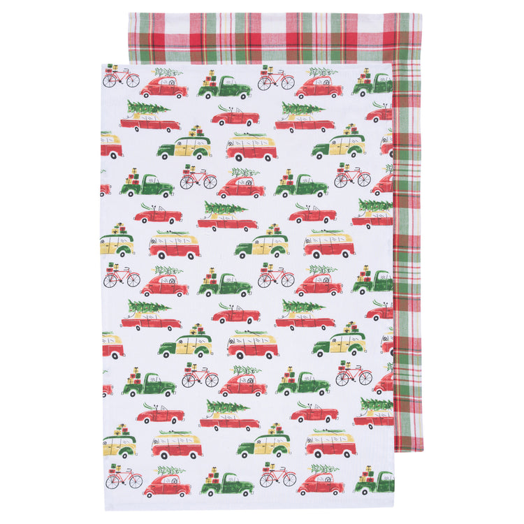 Holiday Cars Coordinated Dishtowels Set of 2