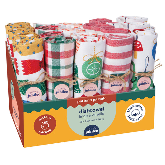 Christmas Charms Dishtowels Set of 20 with Counter Display Unit