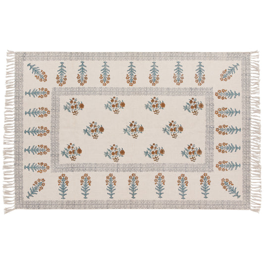 Floras Block Print Rug 4 x 6 Ft