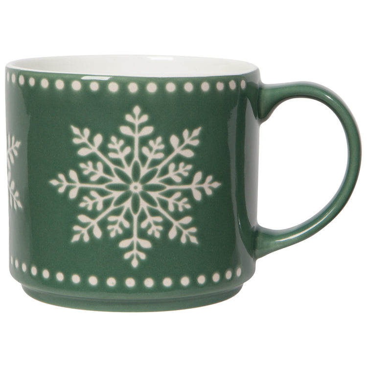 Good Tidings Snowflake Christmas Stacking Mug