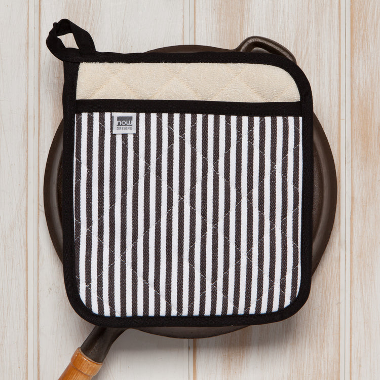 Superior Black Narrow Stripe Pocket Potholder