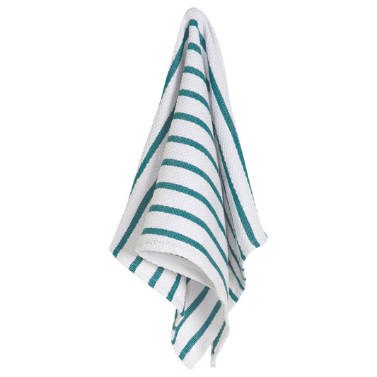 Basketweave Peacock Green Dishtowel
