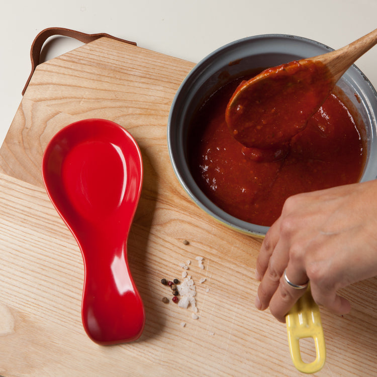 Red Stoneware Spoon Rest