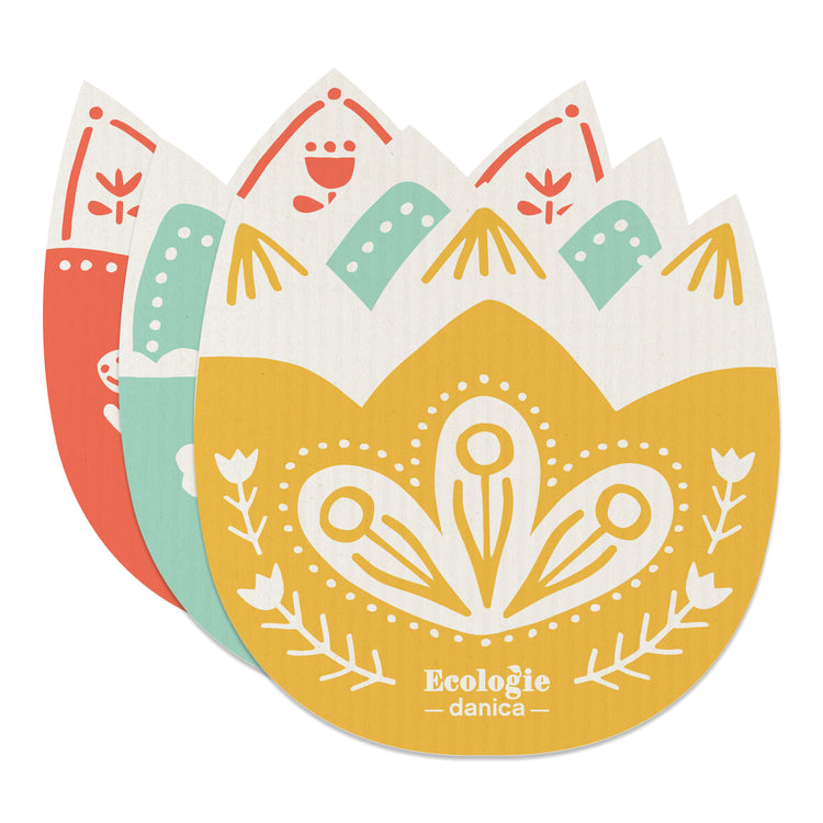 Tulip Shaped Swedish Sponge Cloths Set of 3