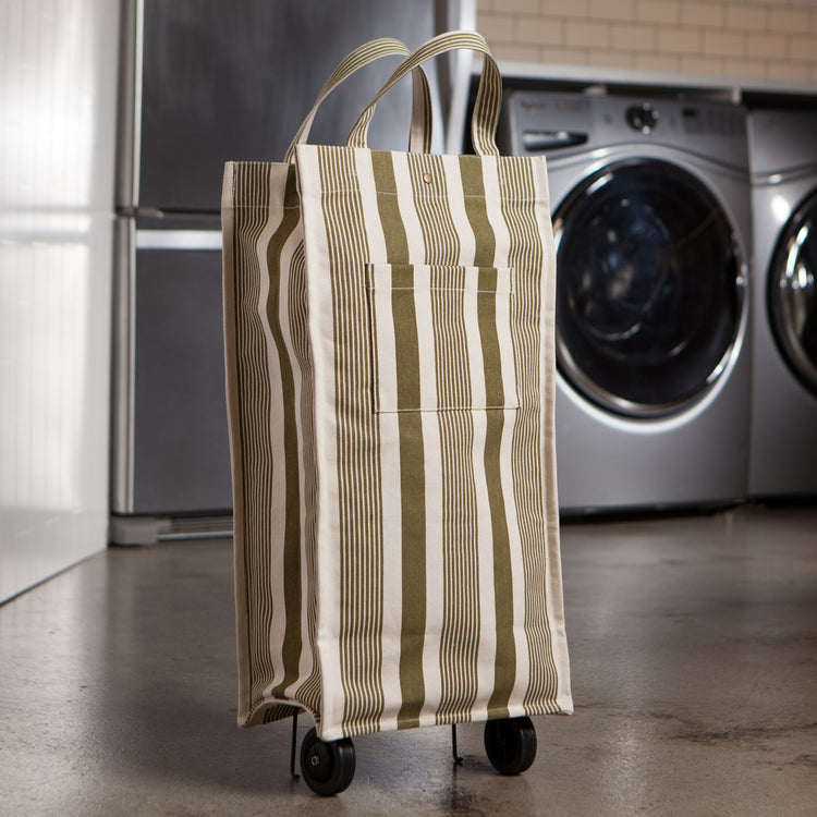 Sage Stripe Shopping Trolley
