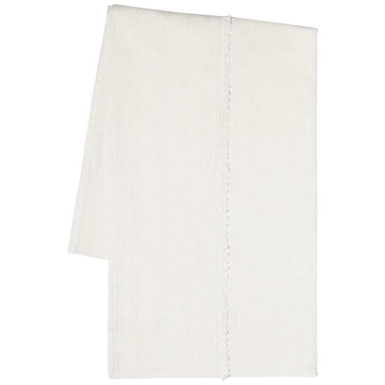 Blanca White Tassel Tablecloth 90 x 60 Inches