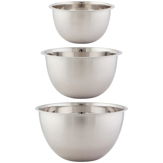 Matte Steel Silver Mixing Bowls Set of 3