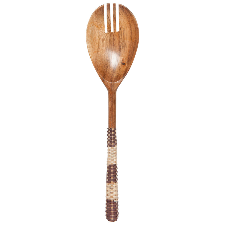 Rattan Acacia Wood Salad Servers Set of 2