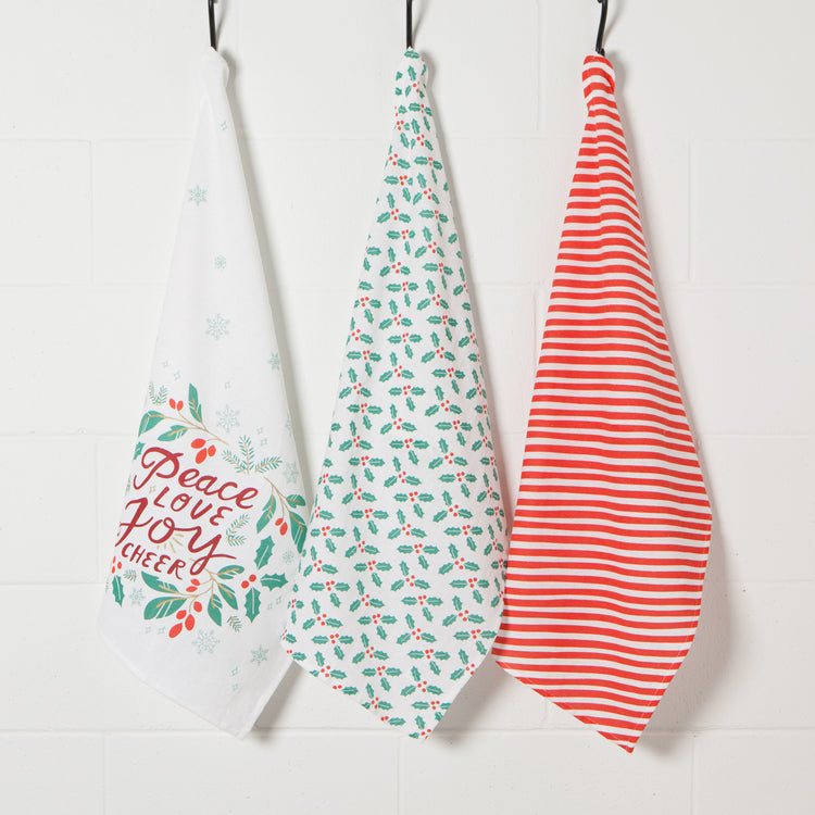 Peace And Joy Bakers Floursack Dishtowels Set of 3