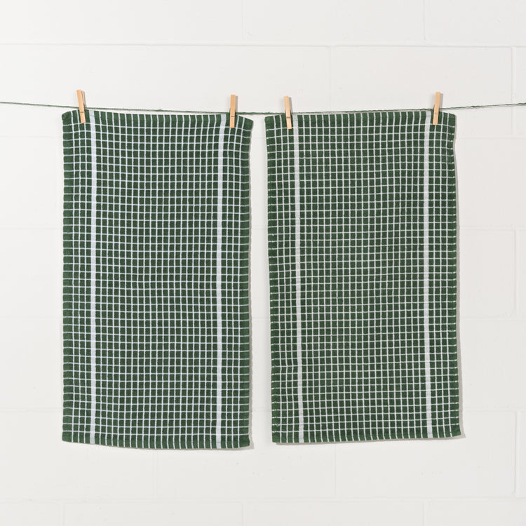 Terry Dishtowels Elm Green Set of 2