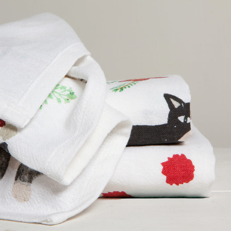 Meowy Christmas Bakers Floursack Dishtowels Set of 3