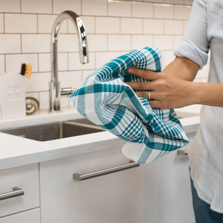 Jumbo Peacock Green Dishtowels Set of 3