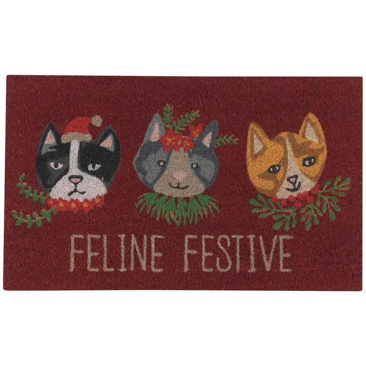 Meowy Christmas Coir Fibre Doormat