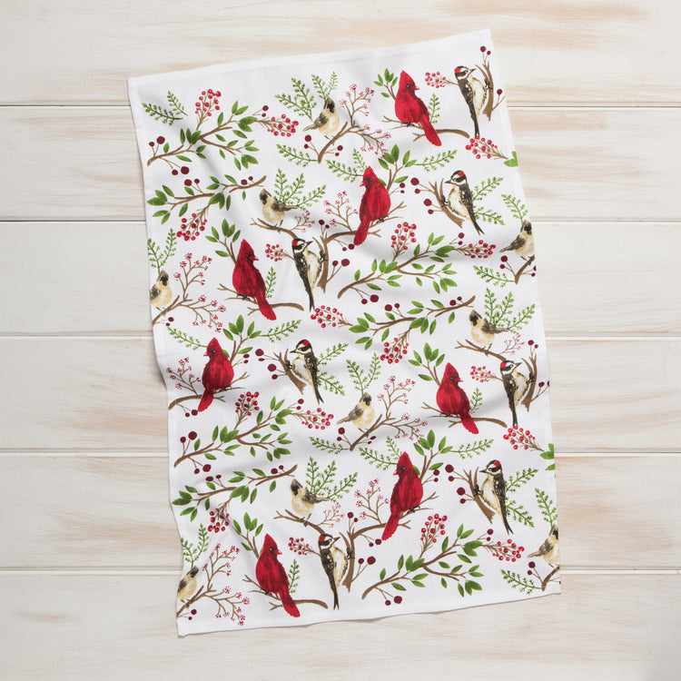 Winter Birds Cotton Dishtowel