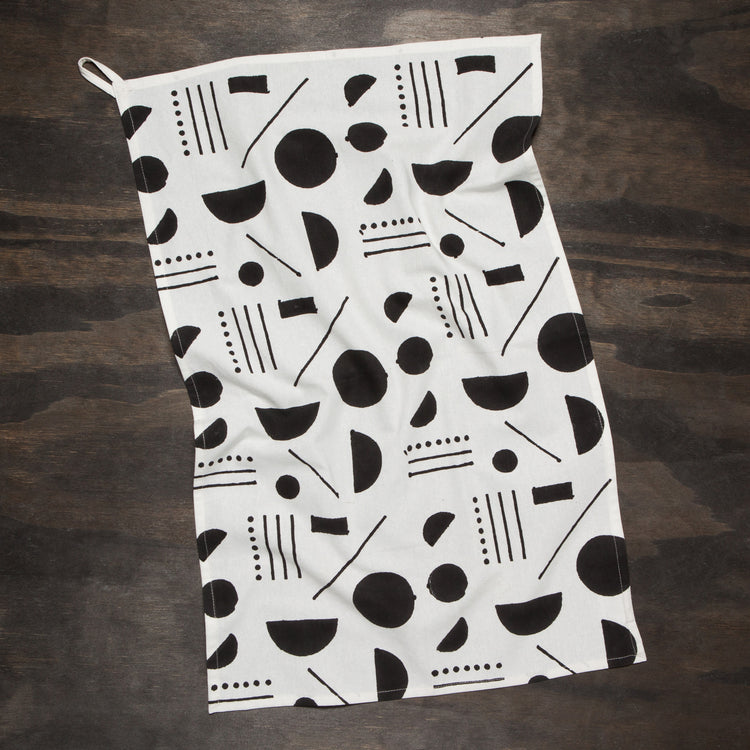 Domino Block Print Dishtowel