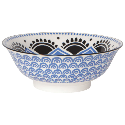 Blue Floral Stamped Bowl 8 inch