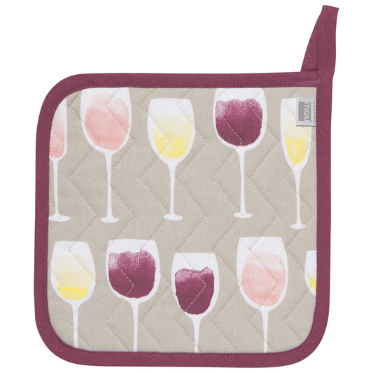 Wine Tasting Cotton Quilted Potholder 8 inch Square