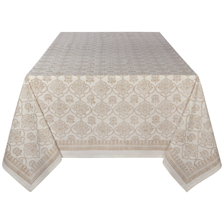 Lotus Block Print Tablecloth 90 x 60
